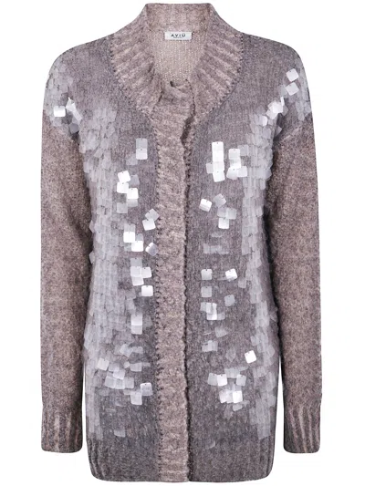 Aviu Sequin-embellished Wool Cardigan In Gray