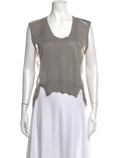 Pre-owned Aviu Silk Scoop Neck Top In Grey