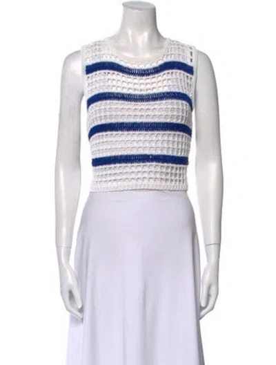 Pre-owned Aviu Striped Scoop Neck Crop Top W/ Tags In White