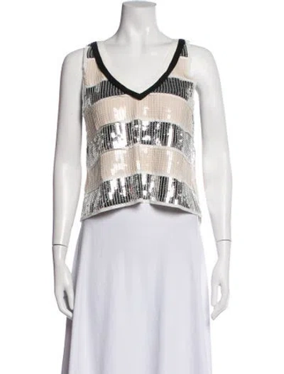 Pre-owned Aviu Striped V-neck Top In Multicolor