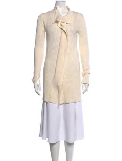 Pre-owned Aviu Virgin Wool Open Front Sweater In Neutral