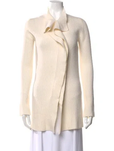 Pre-owned Aviu Virgin Wool Open Front Sweater W/ Tags In Neutral