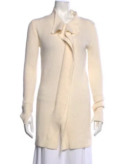 Pre-owned Aviu Virgin Wool Open Front Sweater W/ Tags In Neutral
