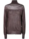 Aviu Viscose Turtle Neck Sweater In Brown