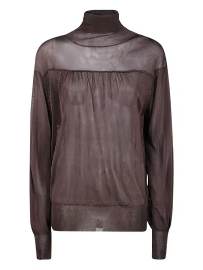 AVIU VISCOSE TURTLE NECK SWEATER,1C3804M.PH774 74 COFFEE