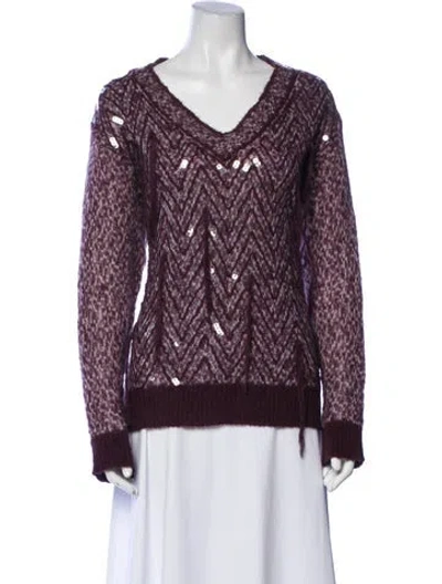 Pre-owned Aviu V-neck Sweater In Burgundy