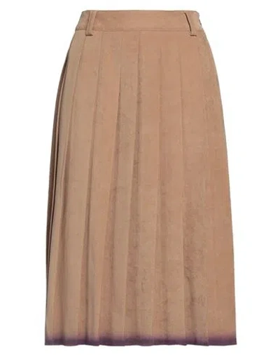Aviu Aviù Woman Midi Skirt Camel Size 10 Polyester, Elastane In Brown