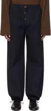 Aviva Jifei Xue Black Drawstring Lounge Pants In Rinsed Black