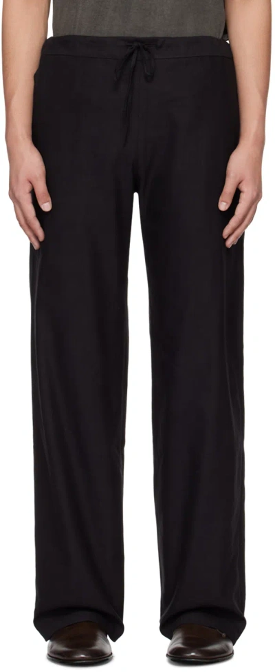 Aviva Jifei Xue Black Drawstring Trousers In Ss24-dp-blk