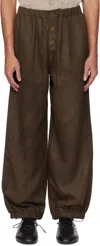 Aviva Jifei Xue Brown Drawstring Lounge Pants In Mud