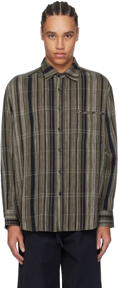 Aviva Jifei Xue Brown Easy Shirt In Earthen Check