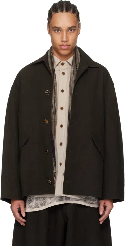 Aviva Jifei Xue Brown Sport Jacket In Mud Houndstooth