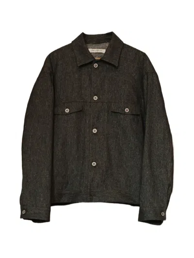 Aviva Jifei Xue Button-up Denim Jacket In Brown