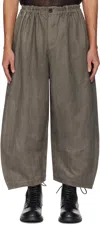 Aviva Jifei Xue Gray Cocoon Trousers In Uneven Ink