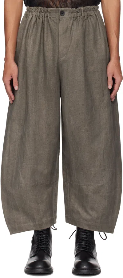 Aviva Jifei Xue Grey Cocoon Trousers In Uneven Ink