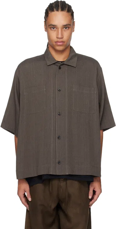 Aviva Jifei Xue Grey Short Sleeve Boxy Shirt In Shale