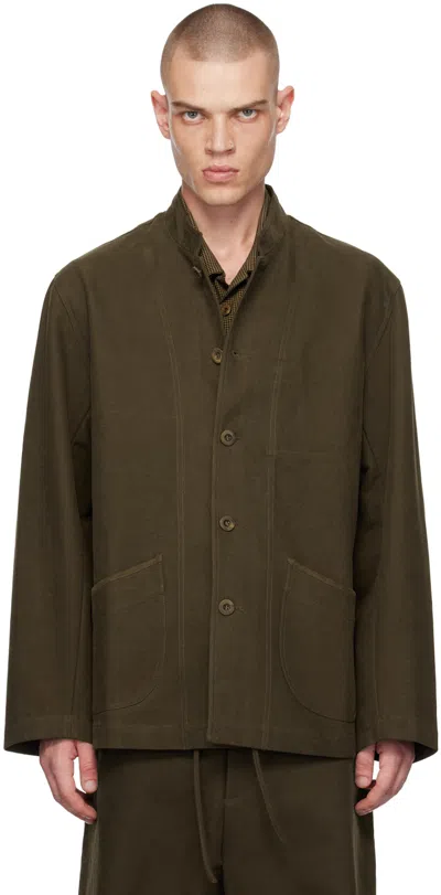 Aviva Jifei Xue Khaki Chore Jacket In Dark Olive Cotton Br