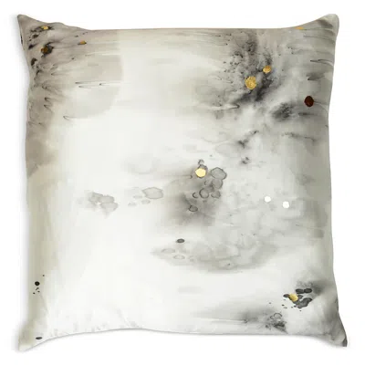 Aviva Stanoff Stardust Charcoal Gold Hand-painted Silk Pillow, 20 X 20