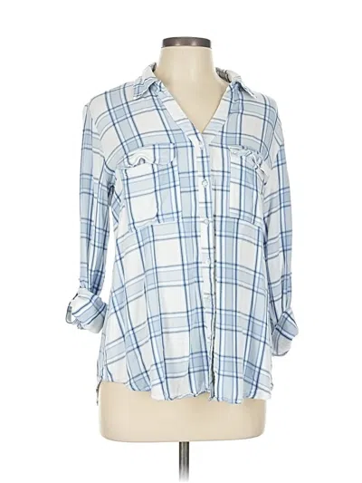 Pre-owned Avln Studio 3/4 Sleeve Button Down Shirt In Blue