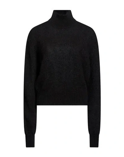 Avolio Milano Woman Turtleneck Black Size 14 Mohair Wool, Silk