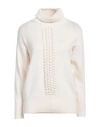 Avolio Milano Woman Turtleneck Ivory Size 16 Virgin Wool In White