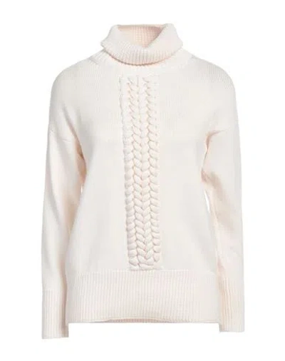 Avolio Milano Woman Turtleneck Ivory Size 16 Virgin Wool In White
