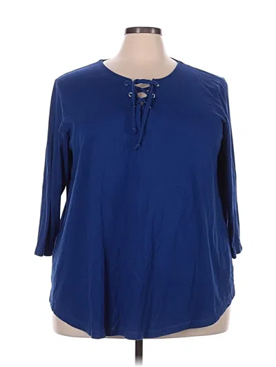 Pre-owned Avon 3/4 Sleeve Blouse In Blue
