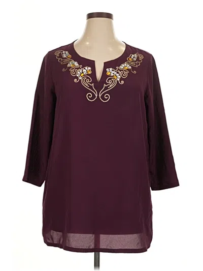 Pre-owned Avon 3/4 Sleeve Blouse In Burgundy