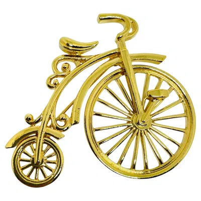 Pre-owned Avon Gold Tone 'heirloom Style Bicycle' Designer Figural Pin Brooch In Multi