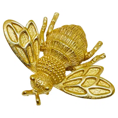 Pre-owned Avon Signed Vintage Gold Tone Bee Fly Insect Designer Brooch In Multi
