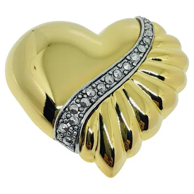 Pre-owned Avon Vintag Gold Tone Marcasite 'sparkle Heart' Designer Brooch In Multi