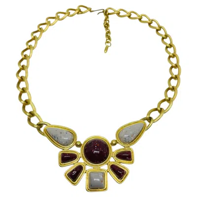 Pre-owned Avon Vintage  'desert Sands' Signed Gold Tone Egyptian Revival Designer Necklace In Multi