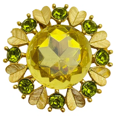 Pre-owned Avon Vintage  Gold Rhinestones Designer Brooch / Pendant In Multi