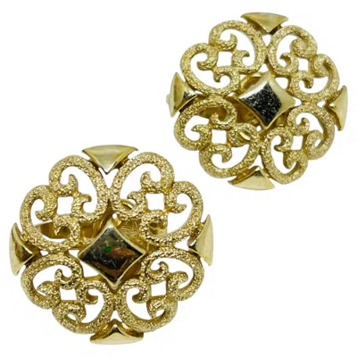 Pre-owned Avon Vintage  Signed Gold Tone Small Designer Clip On Earrings In Multi