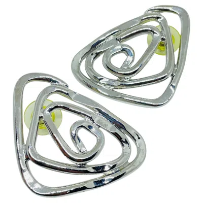 Pre-owned Avon Vintage  Silver Tone Modernist Designer Pierced Earrings In Multi