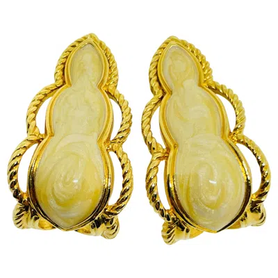 Pre-owned Avon Vintage Gold Tone Enamel Designer Pierced Earrings In Multi