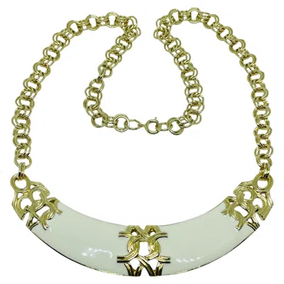 Pre-owned Avon Vintage Gold Tone Enamel 'perusian' Massive Designer Chain Necklace In Multi