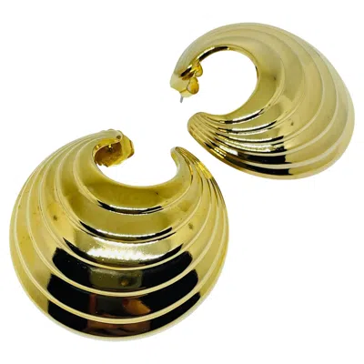 Pre-owned Avon Vintage Gold Tone Modernist 'sculptured Button' Designer Earrings In Multi