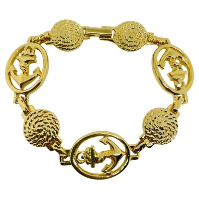 Pre-owned Avon Vintage Gold Tone ''ship And Sail Rope Twist" Chain Designer Bracelet In Multi