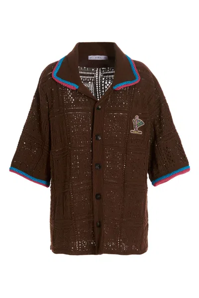Avril8790 Patch Crochet Shirt In Brown