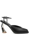 A.w.a.k.e. 100mm Curved-heel Open-toe Mules In Black