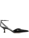 A.w.a.k.e. 55mm Dina Crocodile-effect Pumps In Black