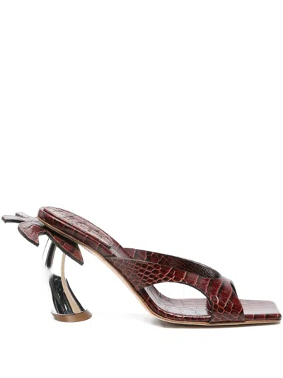 A.w.a.k.e. 90mm Crocodile-effect Heeled Sandals In Brown