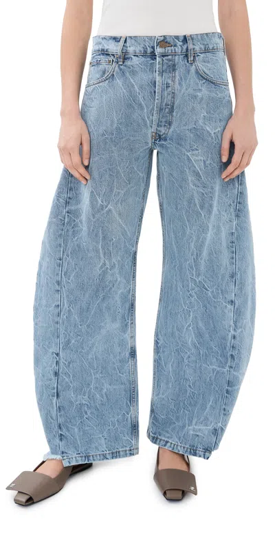 A.w.a.k.e. A. W.a. K.e. Mode Acid Wash Denim Side Insert Jeans Indigo Acid Wash