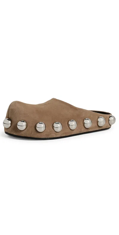 A.w.a.k.e. A. W.a. K.e. Mode Anki Suede Clogs Brown/silver Studs