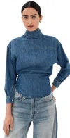 A.w.a.k.e. A. W.a. K.e. Mode Back To Front Denim Shirt Mid Blue In Blue