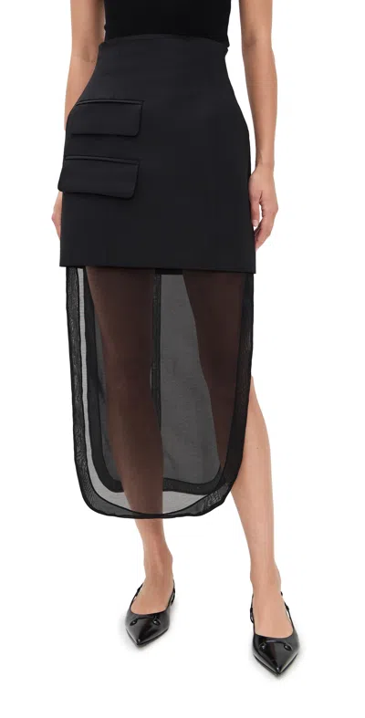 A.w.a.k.e. A. W.a. K.e. Mode Basque Skirt With Organza Layer Black