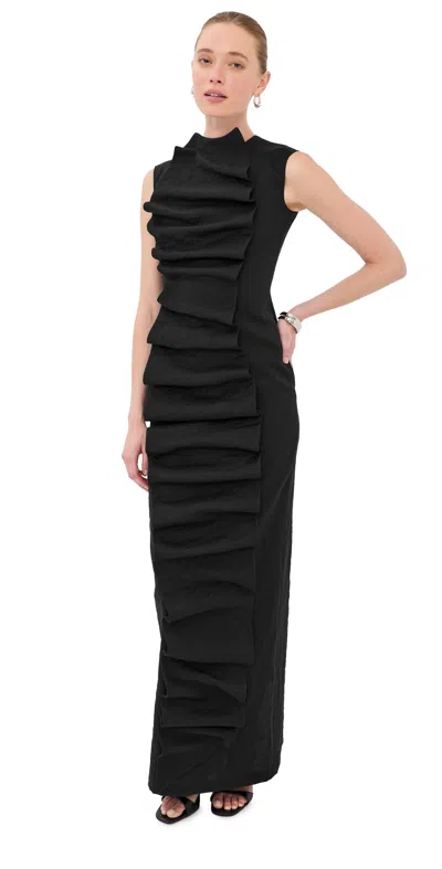A.w.a.k.e. A. W.a. K.e. Mode Bib Front Maxi Dress Black