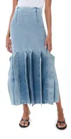 A.w.a.k.e. A. W.a. K.e. Mode Denim Skirt With Panel Detail Mid Blue In Blue