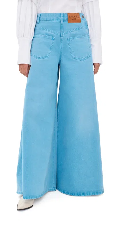 A.w.a.k.e. A. W.a. K.e. Mode Super Wide Leg Mirror Jeans Bright Blue